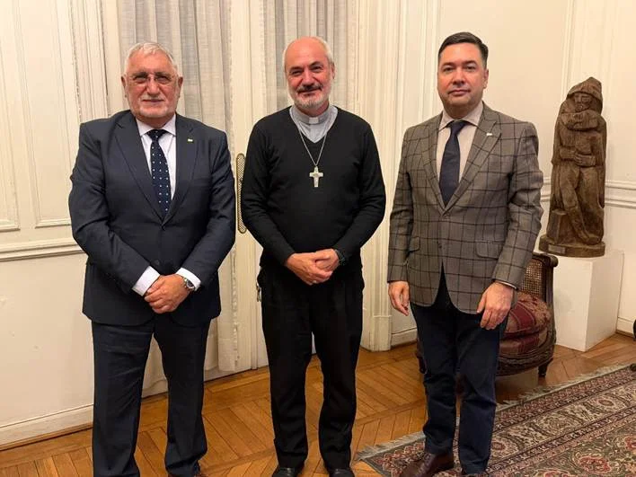 Diab, Braida y Taladrid en la visita a la sede de la Conferencia Episcopal Argentina